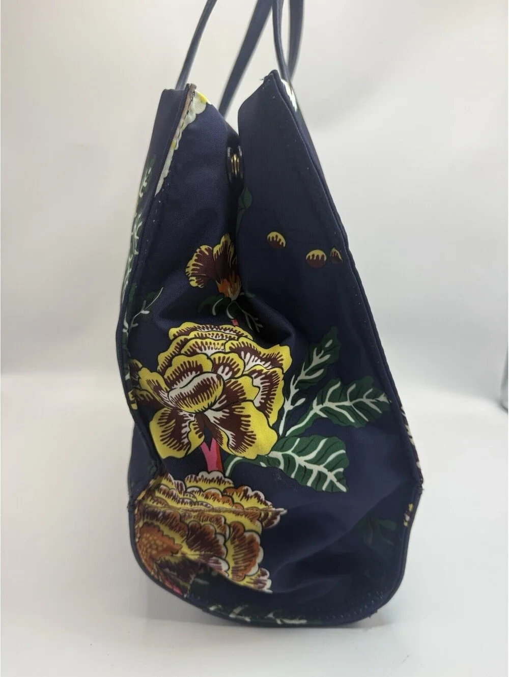 Tory Burch Ella Printed Mini Tote Navy NWT Hand Bag Purse Nylon